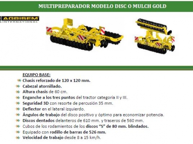 Multipreparador modelo Disc o Mulch Gold
