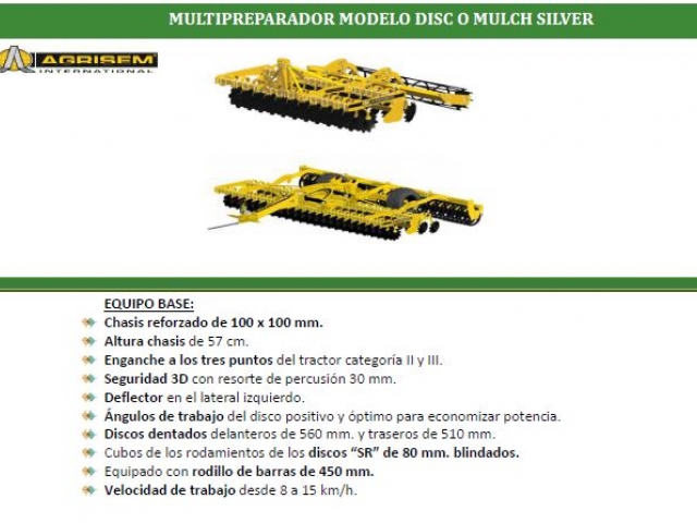 Multipreparador modelo Disc o Mulch Silver